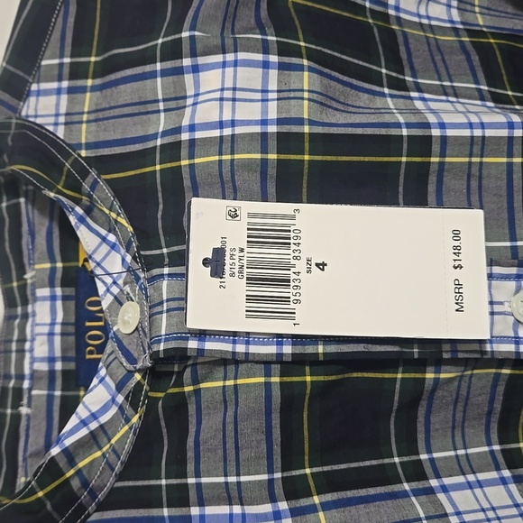 Polo by Ralph Lauren Black and Blue Plaid Button Down Shirt - Picture 7 of 16